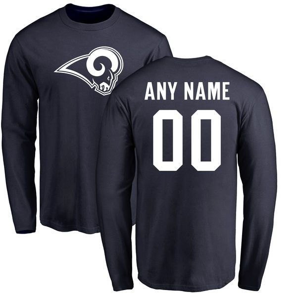 Men Los Angeles Rams NFL Pro Line Navy Custom Name and Number Logo Long Sleeve T-Shirt